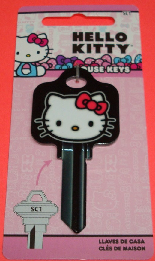 2025 Black Painted HELLO KITTY Face Key BLANK HOUSE KEY FOR SCHLAGE SC1 SC1-SR2
