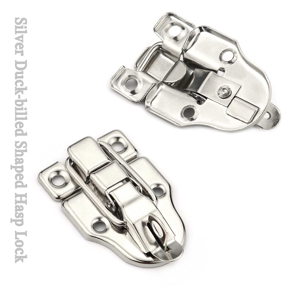LEEFONE 10 Pack Metal Duck-Billed Box Hasp Lock Toggle Latch Catch, Silver