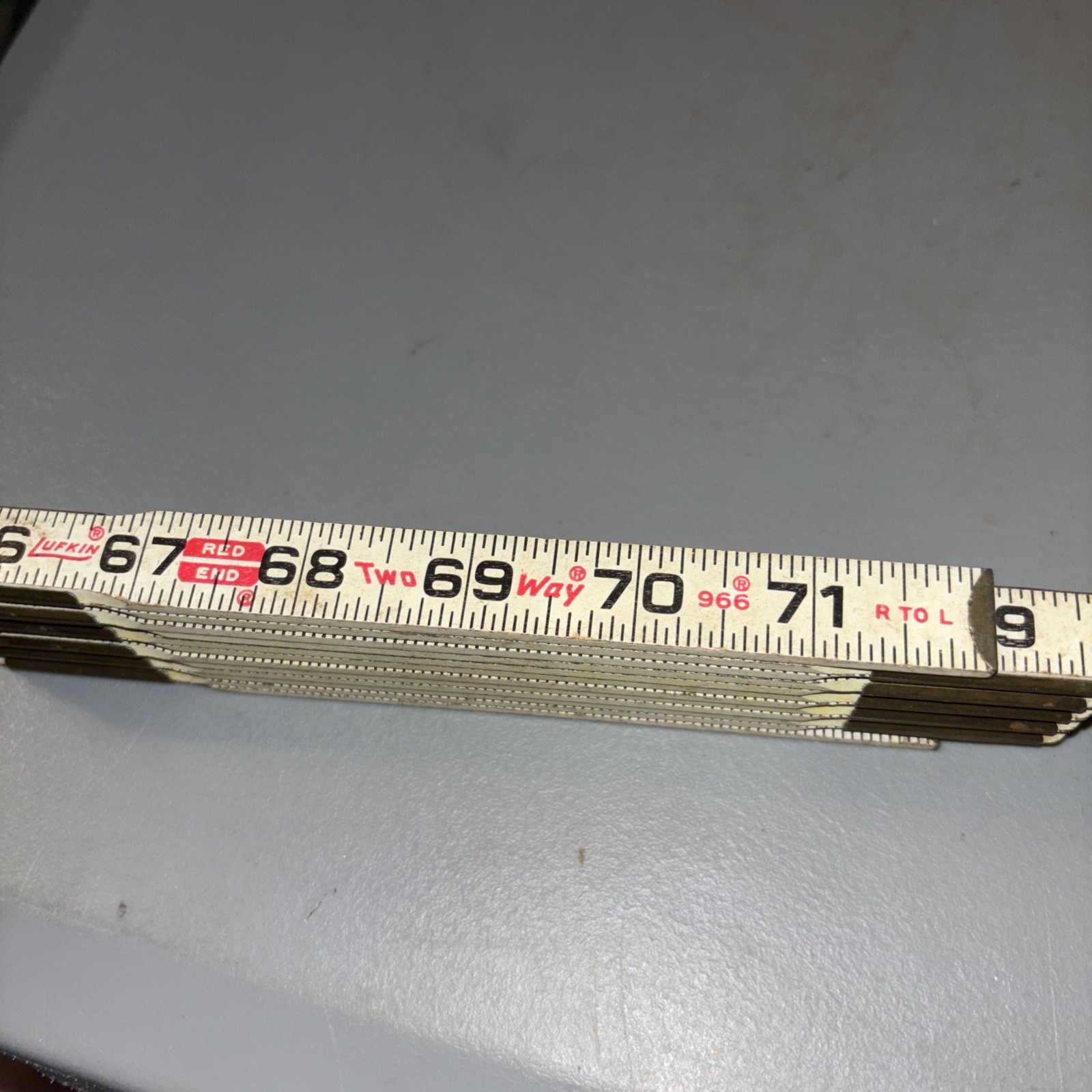 Vintage 6 Foot Lufkin Wood Red End Two Way Folding Ruler L To R To L USA 966