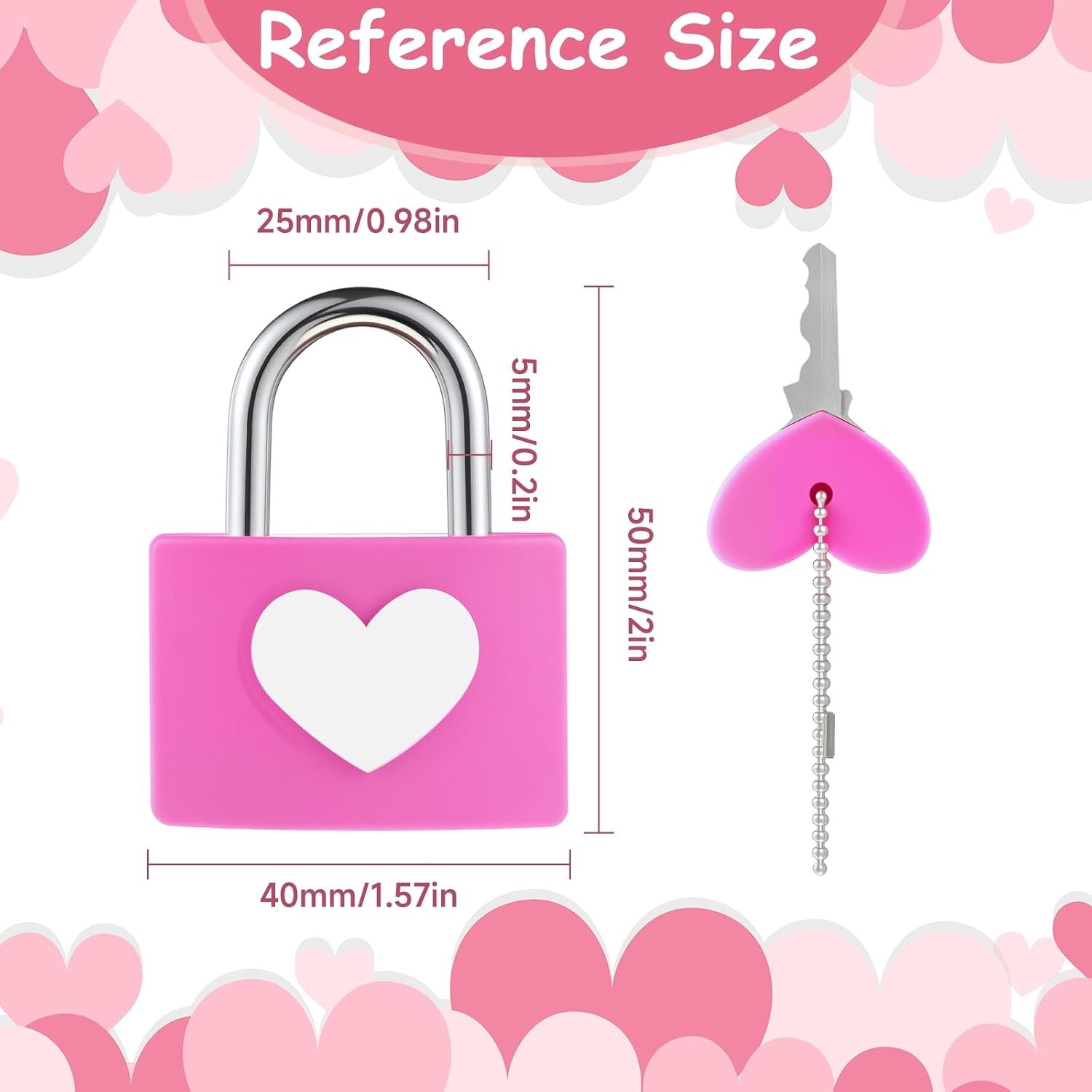 2PCS Pink Heart Padlock Lock with Keys for Locker Diary Jewelry Box Luggage