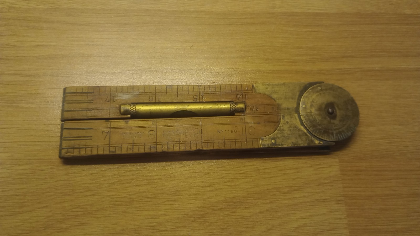 Vintage Rabone No. 1190 Folding Ruler Spirit Level Wood And Brass