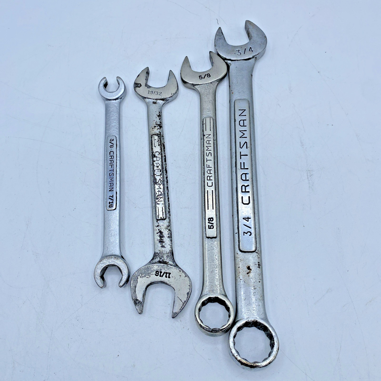 Craftsman Vintage Wrench Lot 4 pc USA Forged Combination & Open End Tools