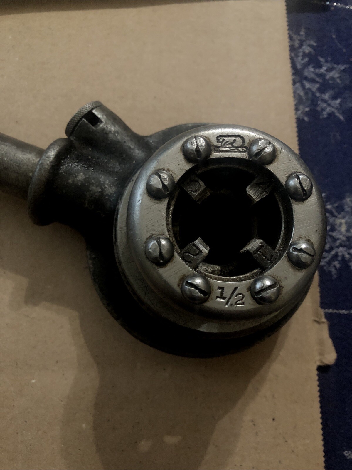 Antique Borden Company Beaver Jr No 3 Pipe Threader w/ 6 Die WARREN OHIO 1/8 – 1