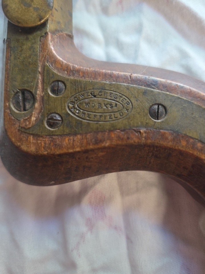 Antique F. Walter & Co. Solly Works, Sheffield (c.1841) brass & beechwood drill