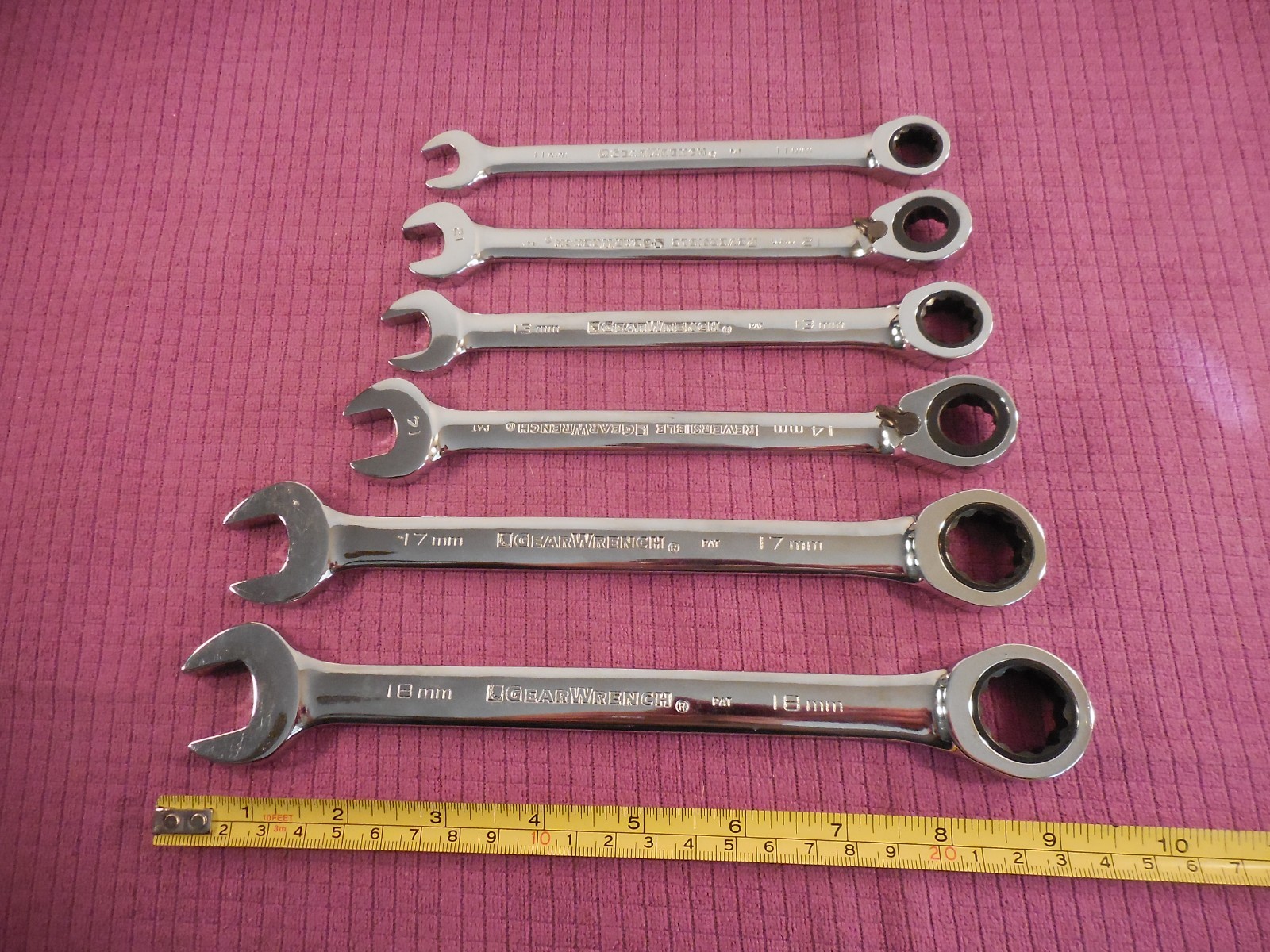 GearWrench 6 PC Ratcheting Combo Wrench(2 Reversible) 11 12 13 14 17 + 18mm GW6