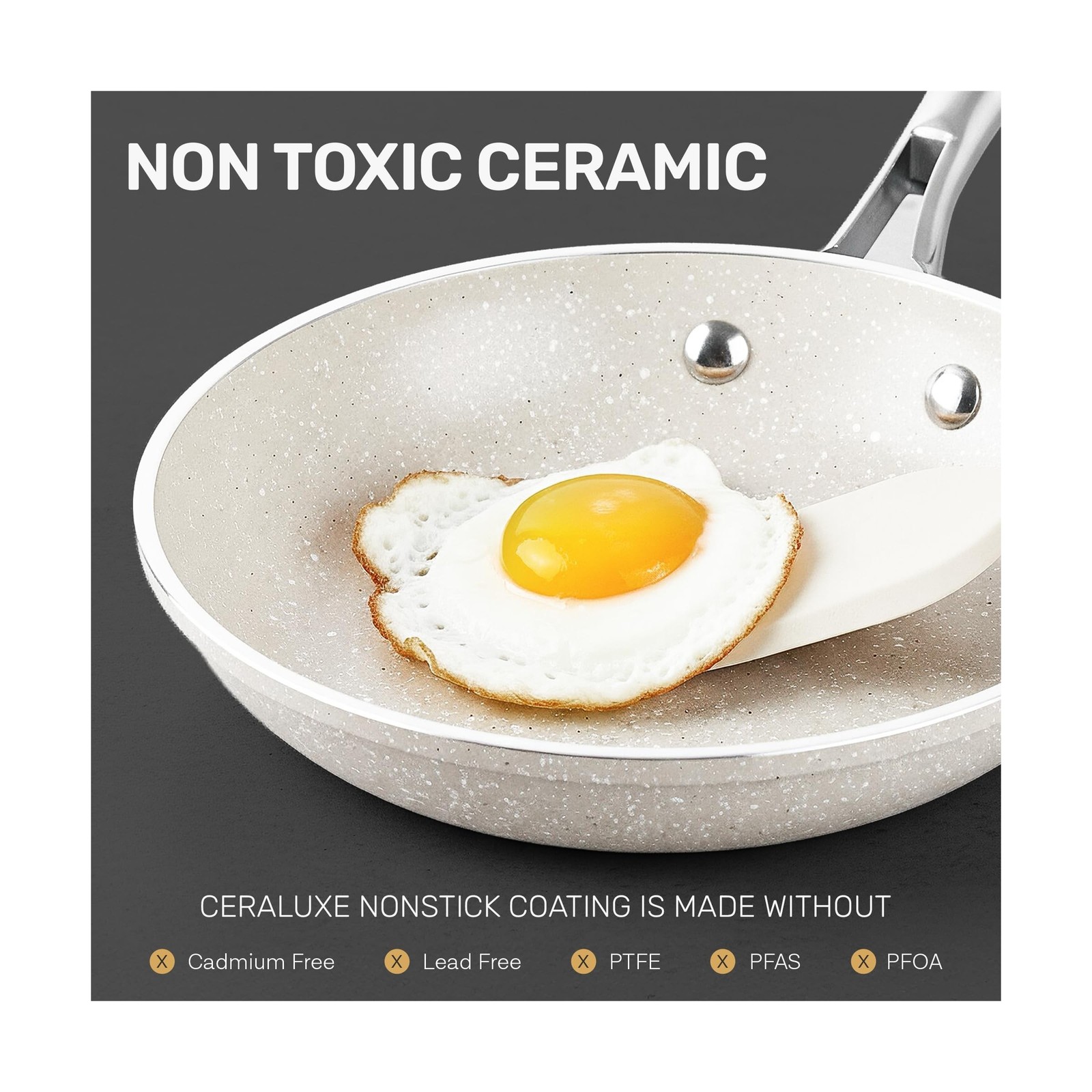 Granitestone 3pc Non Stick Frying Pans Set, 8,10,12 inch Ceramic Fr… Fast Ship