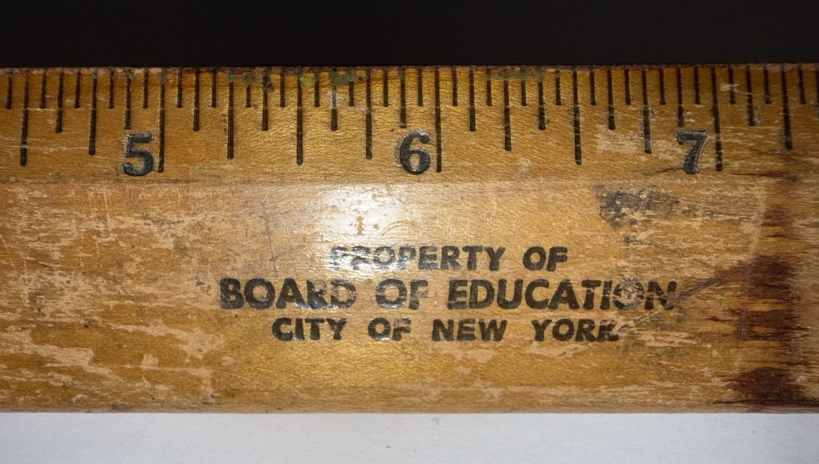 Vntg Wooden School Ruler Property of Board of Education City of New York 12” NY