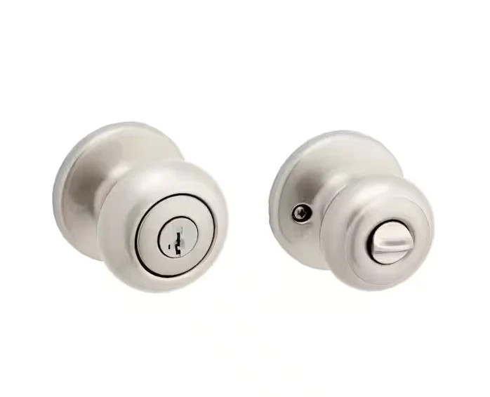 Cove Satin Nickel Keyed Entry Door Knob featuring SmartKey Security