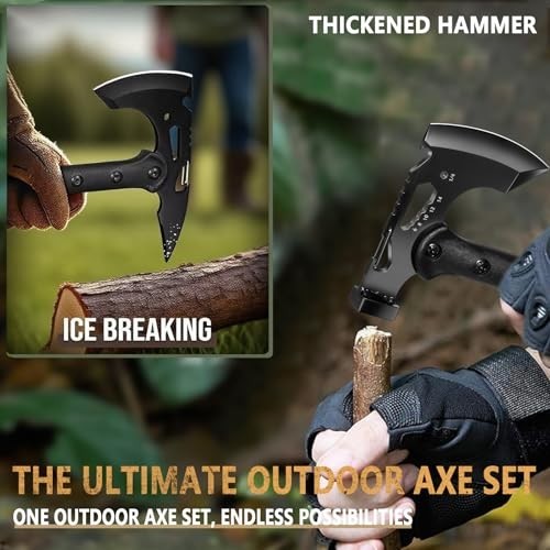 Multipurpose Camping Axes & Tomahawk Hatchet Set – Carbon Steel, 2 Pack, Sheath