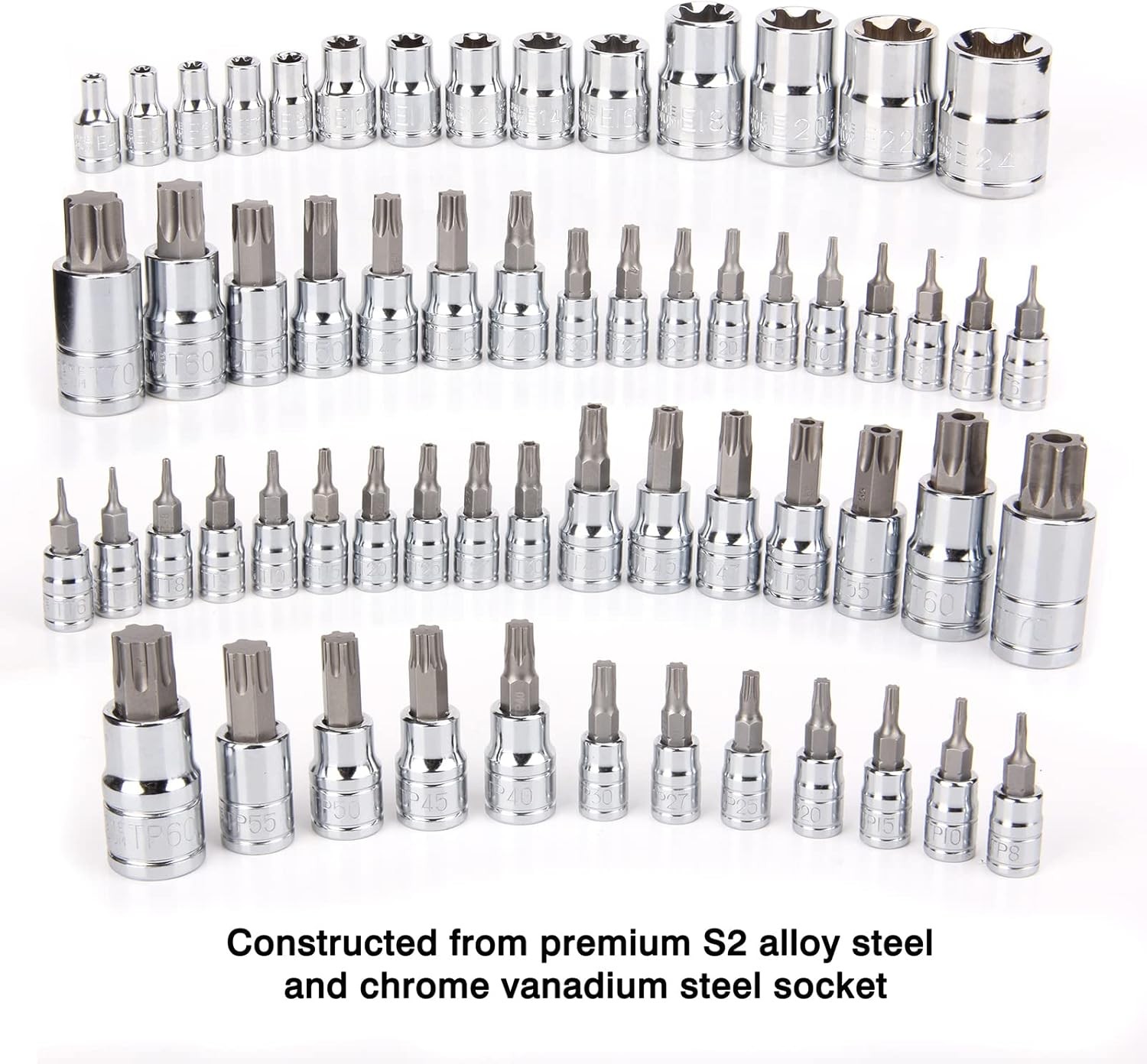 CASOMAN Master Torx Bit Socket and External Torx Socket Set, 60-Piece Set