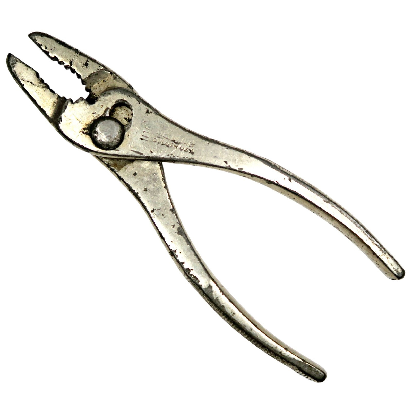 Diamond Duluth N16 Pliers – 6½” USA Vintage Slip Joint Tool, Chrome-Plated Steel
