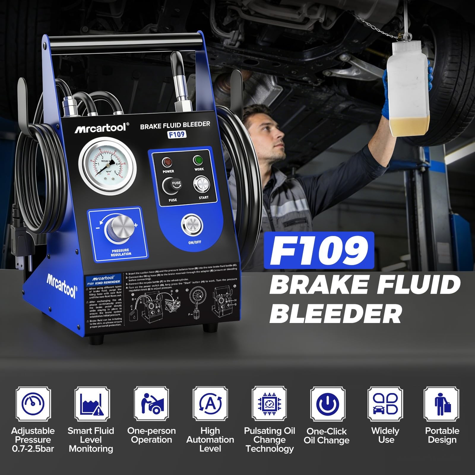 F109 Automatic Brake Bleeder Kit 110V Electric Brake Fluid Bleeder Machine 0….