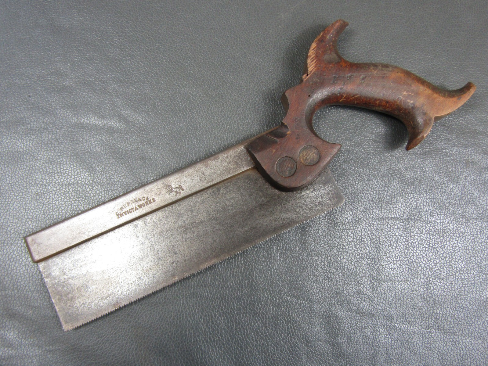 8″ steel backed dovetail tenon saw vintage old tool by C Nurse & Co