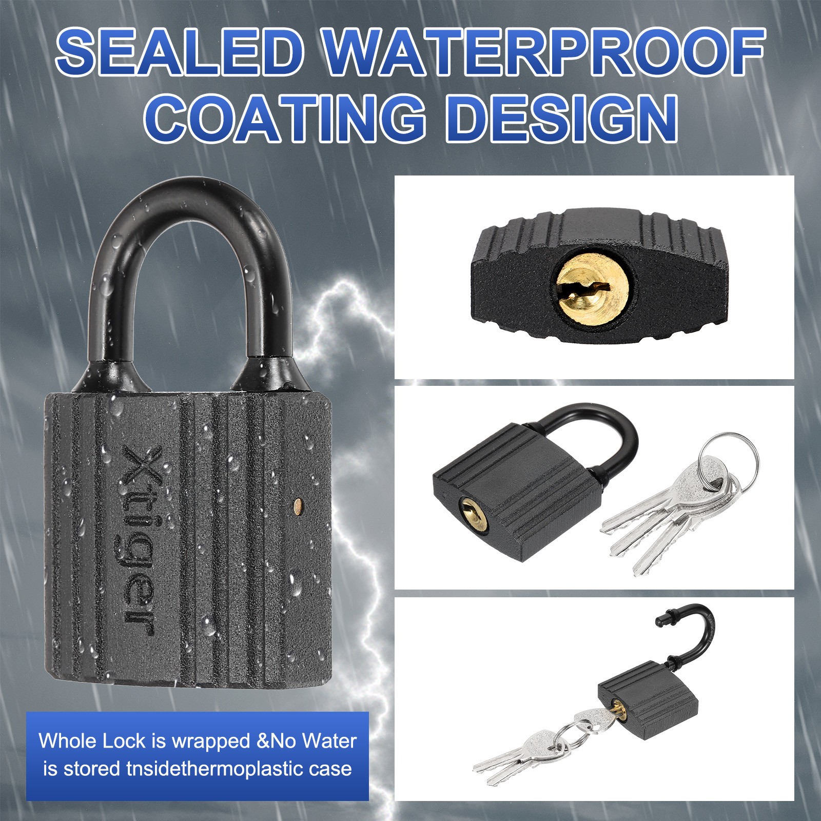 2Set Waterproof Padlocks 32mm / 1.26 Inch Alloy Steel Short Beam Locks Black