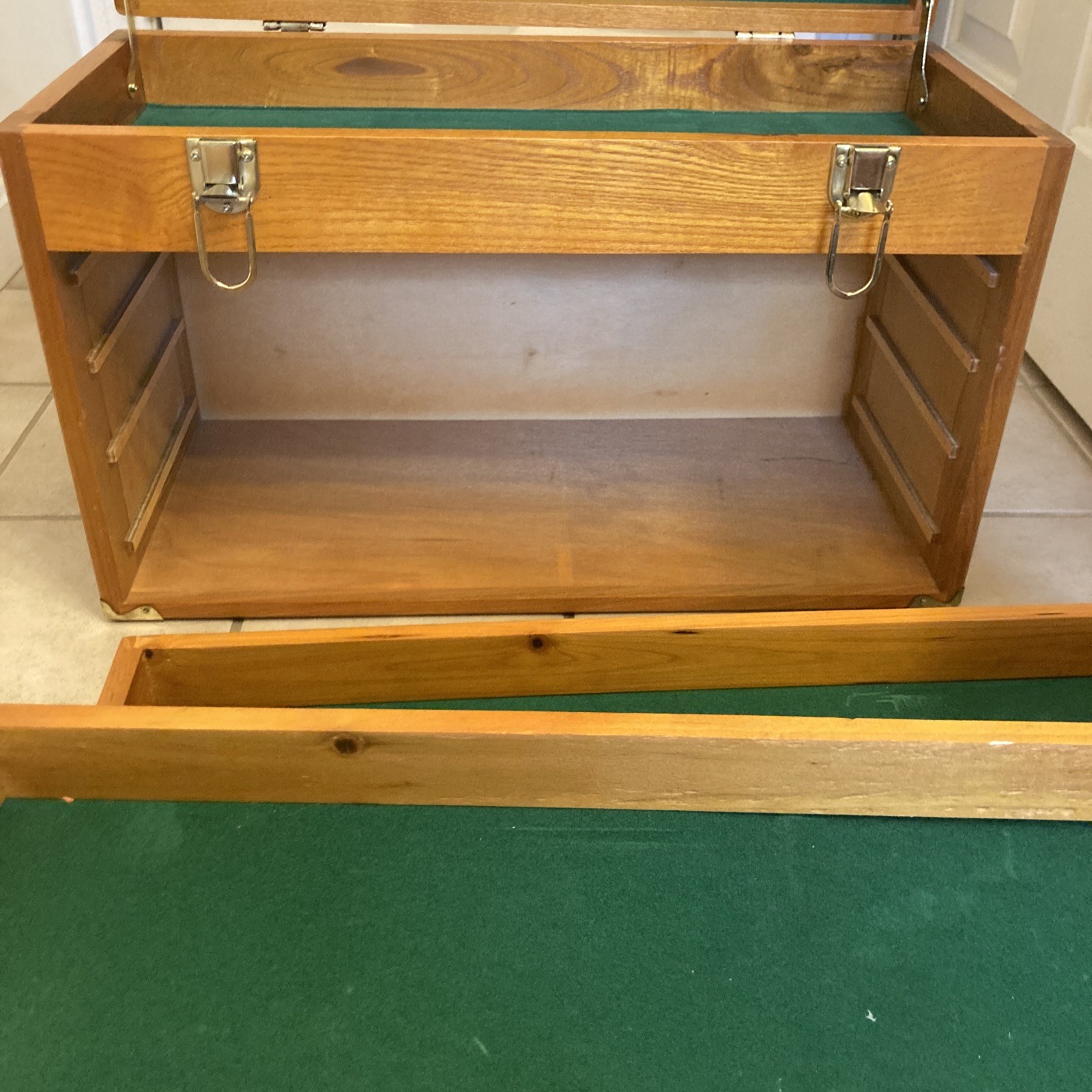 SISCO OAK HARDWOOD UTILITY CHEST Felt Lined JEWELERS COLLECTORS MACHINISTS