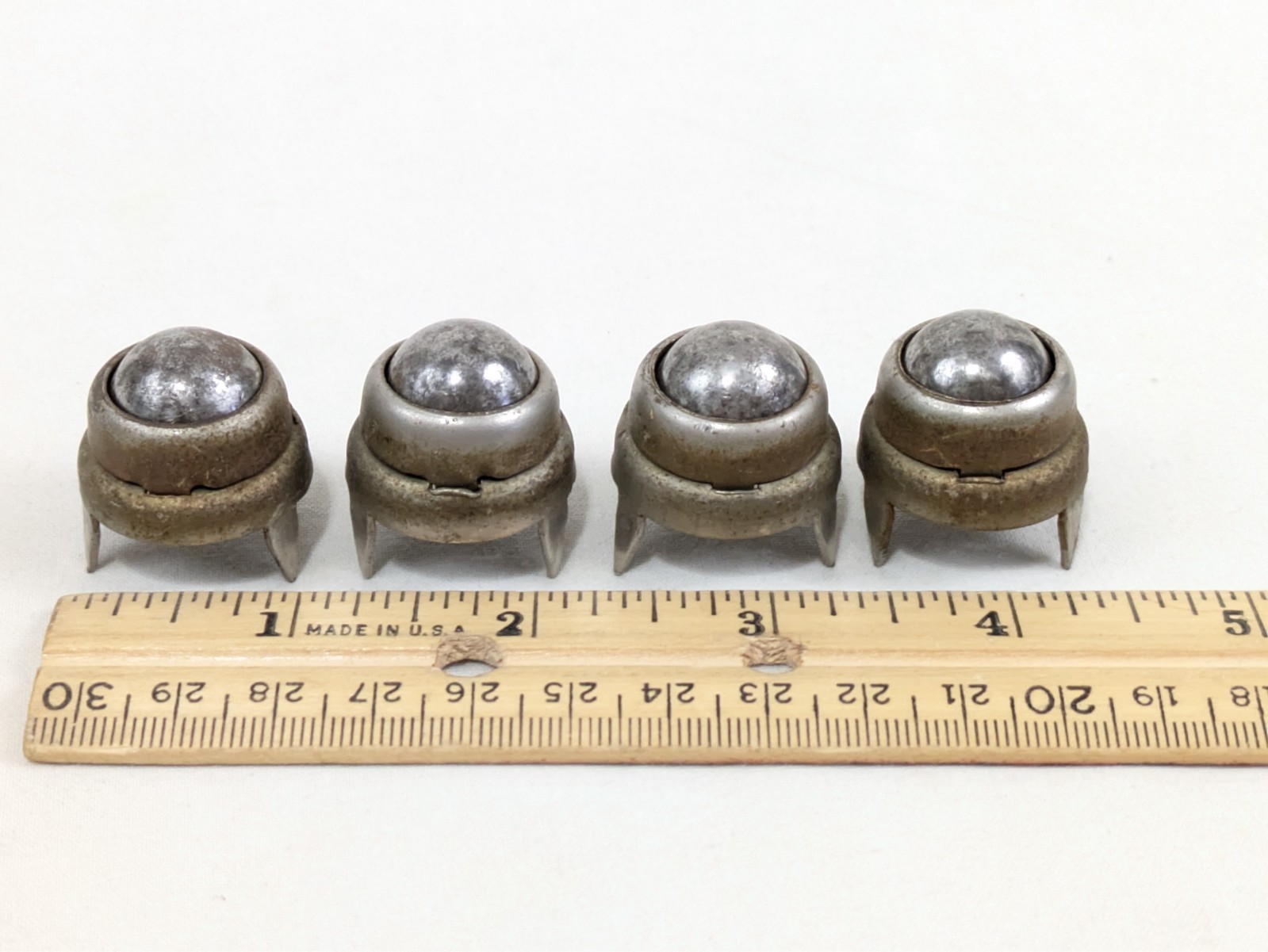Roll-a-Weight Nail on Ball Bearing Casters Vintage Set of 4 Wood Furniture Leg