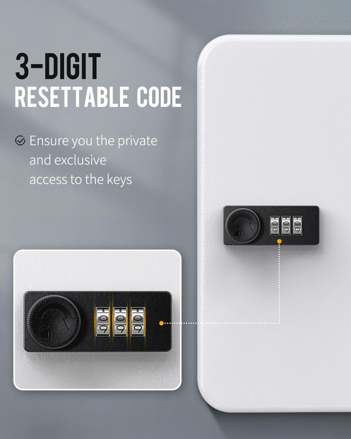 Uniclife 28-Key Steel Key Cabinet with Combination Lock Wall 28 Keys, White