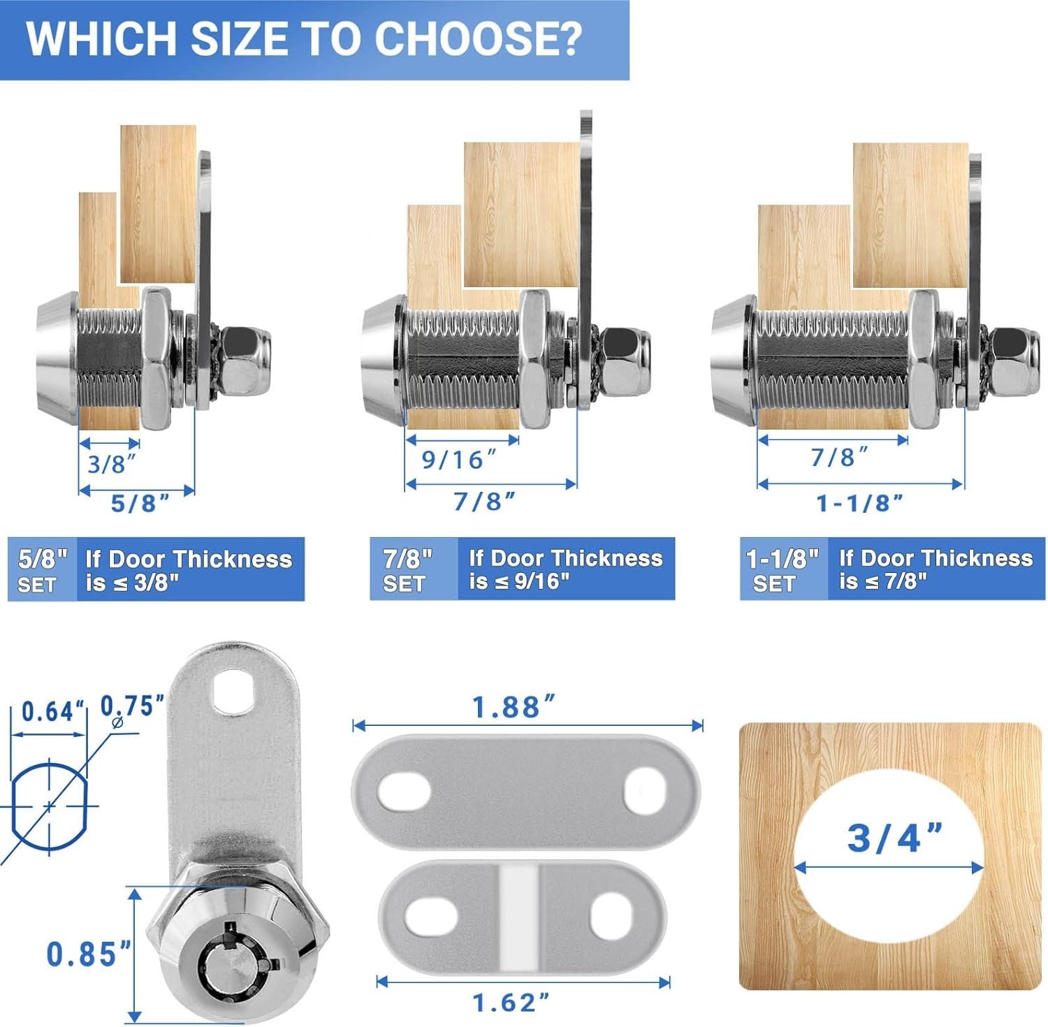 6-Pack 7/8′ RV Storage Locks Keyed Alike Camper Trailer Cabinet Locks