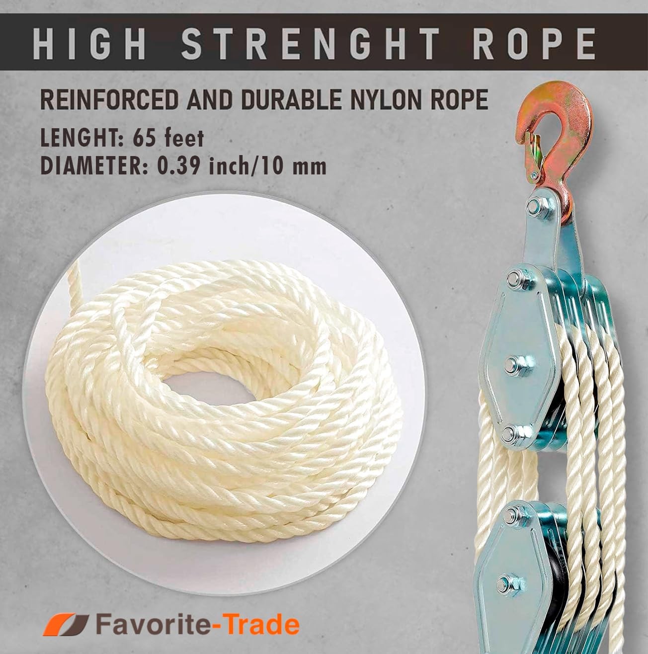 Nylon Rope Hoist Pulley Block, 6000-8000 ‎8.1 x 2.36 x 2 inches, Silver Steel