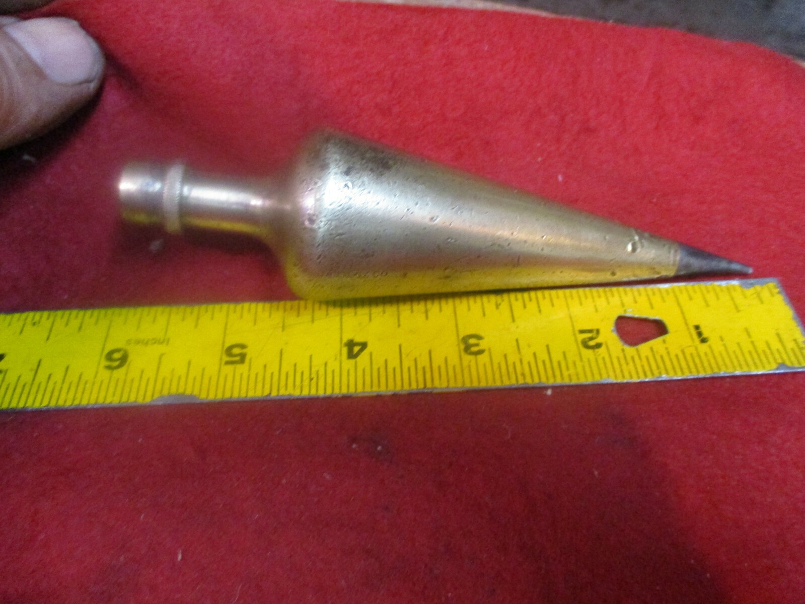 VINTAGE BRASS PLUMBOB 15.7 oz. Brass Plumb Bob USA STEEL TIP A LIETZ CO TOOL