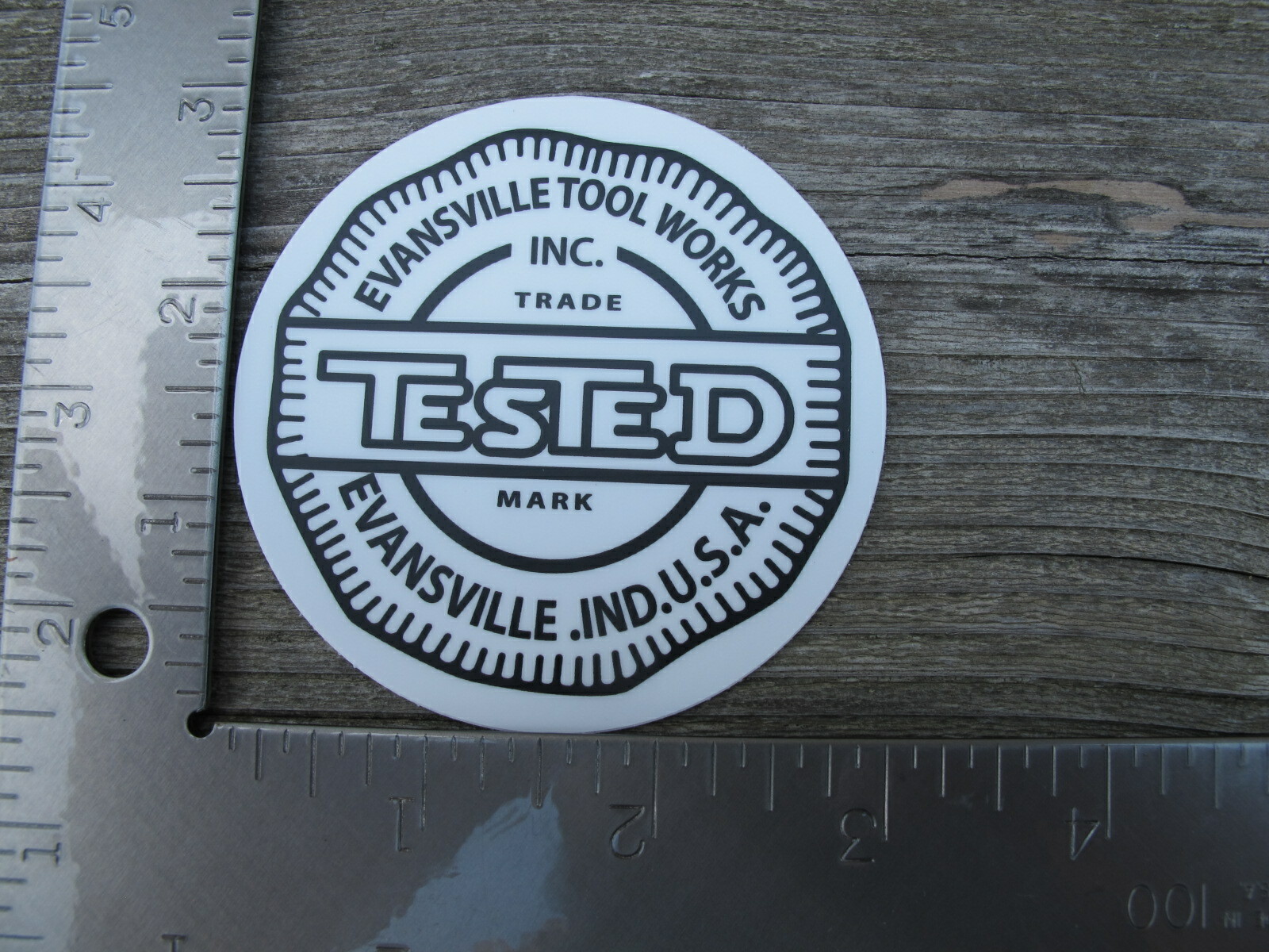 Evansville Tool Works TesTeD Vinyl 3″ Sticker Axe Ax Maker Indiana 1885-1949