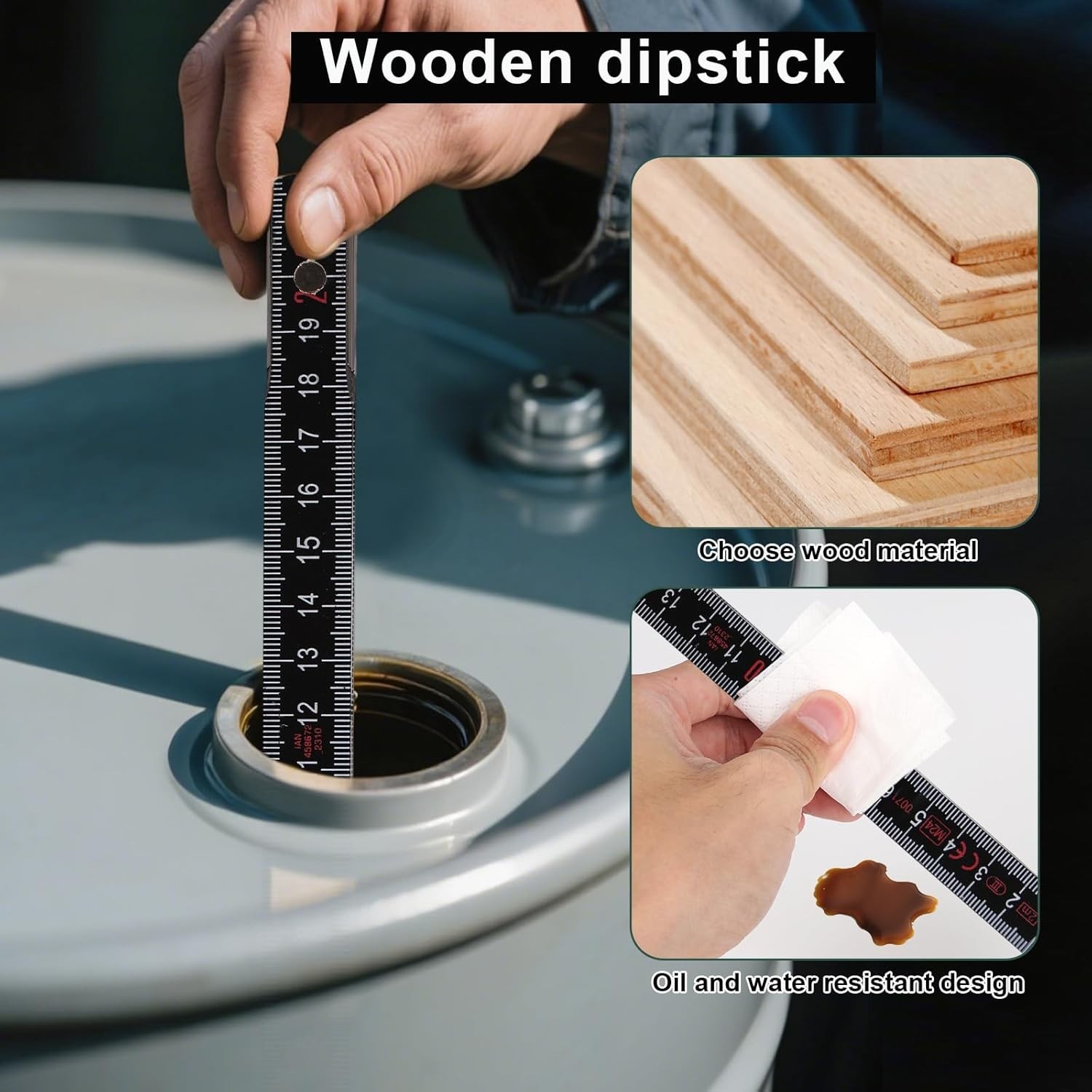 Oil Tank Measuring Stick, 10 Fold 78″ Solid Wood Folding Fuel Gauge Stick Ruler