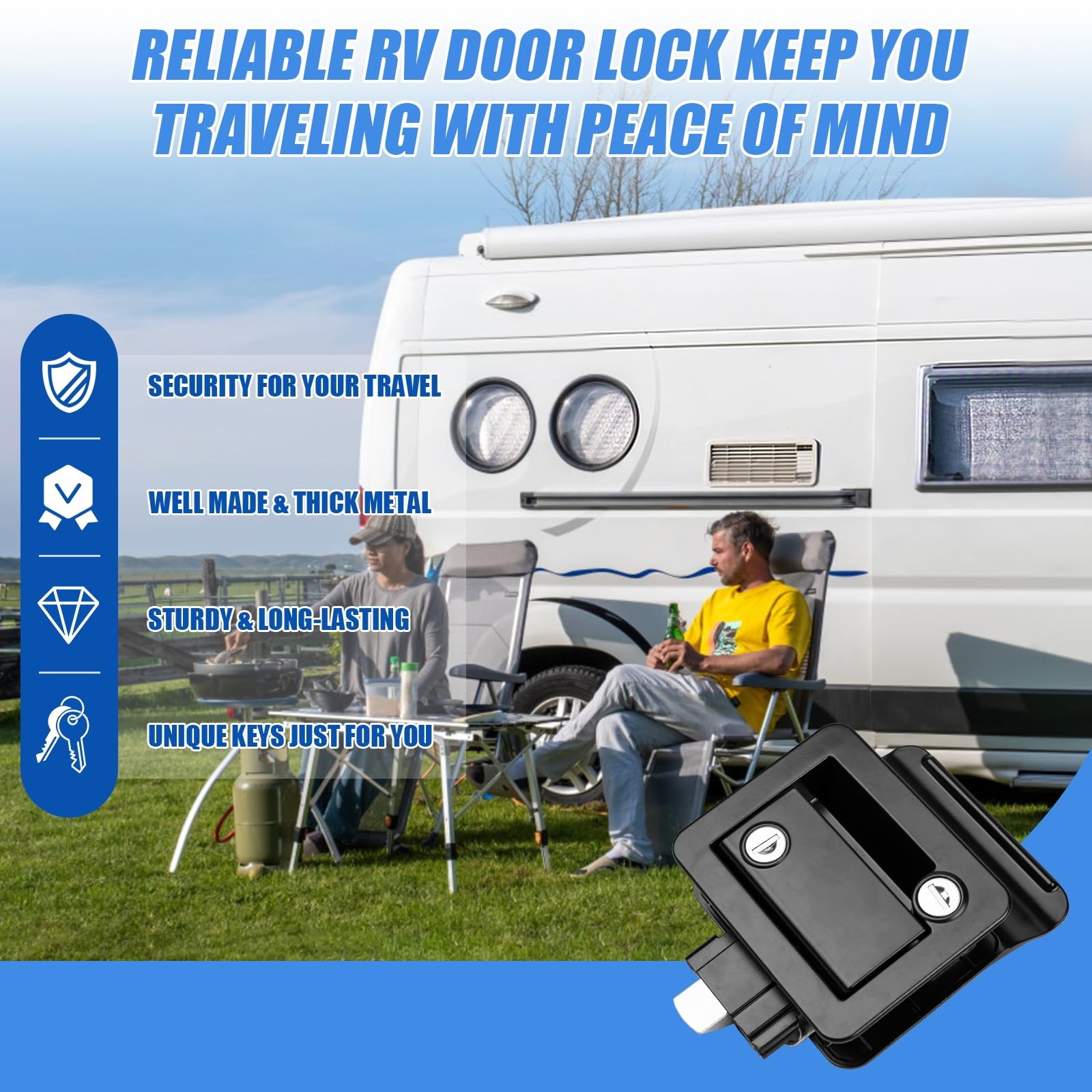 RV Entry Door Lock – Upgrade Door Latch Handle With Paddle Deadbolt for Outsi…