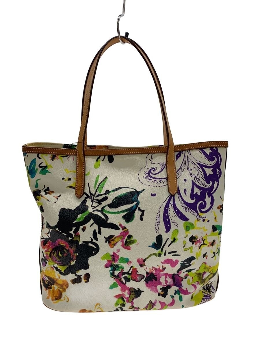 ETRO Tote Bag PVC White All-Over Pattern 15cm Depth 27cm Height Used