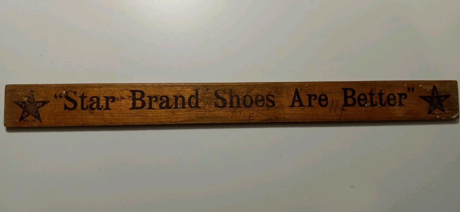12″ B.R. BOLEY Vintage Wood Ruler Stockport Iowa Star Brand Shoes Twelve Inch