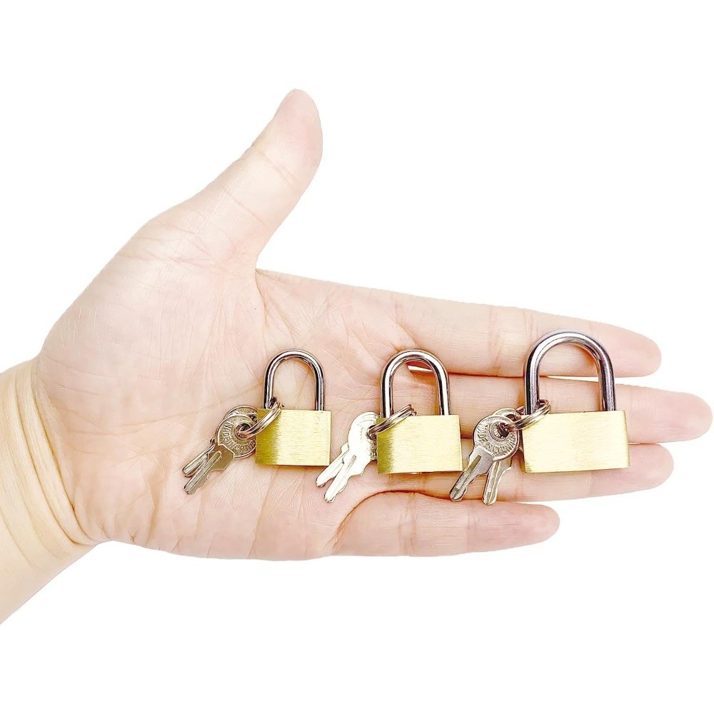 3 Pcs Small Solid Brass Locks with Keys, Mini Key Locks for Luggage Locks,