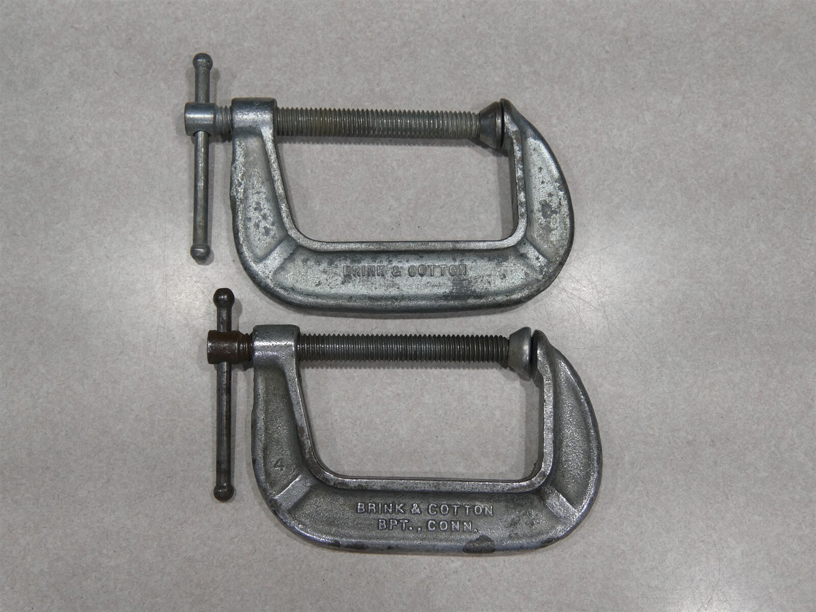 Pair of Older Brink & Cotton #143 C-Clamp 3 Inch One is marked BPT., CONN. ~ VGC