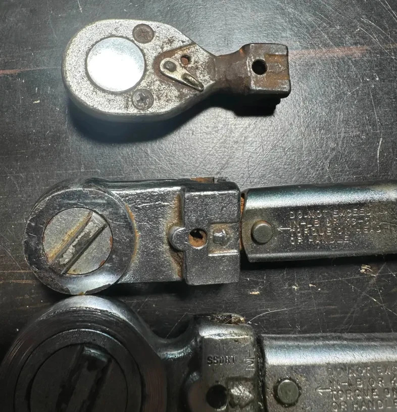 Lot of 3 Vintage Torque Wrenches, 1 Head only, 2 With Handles