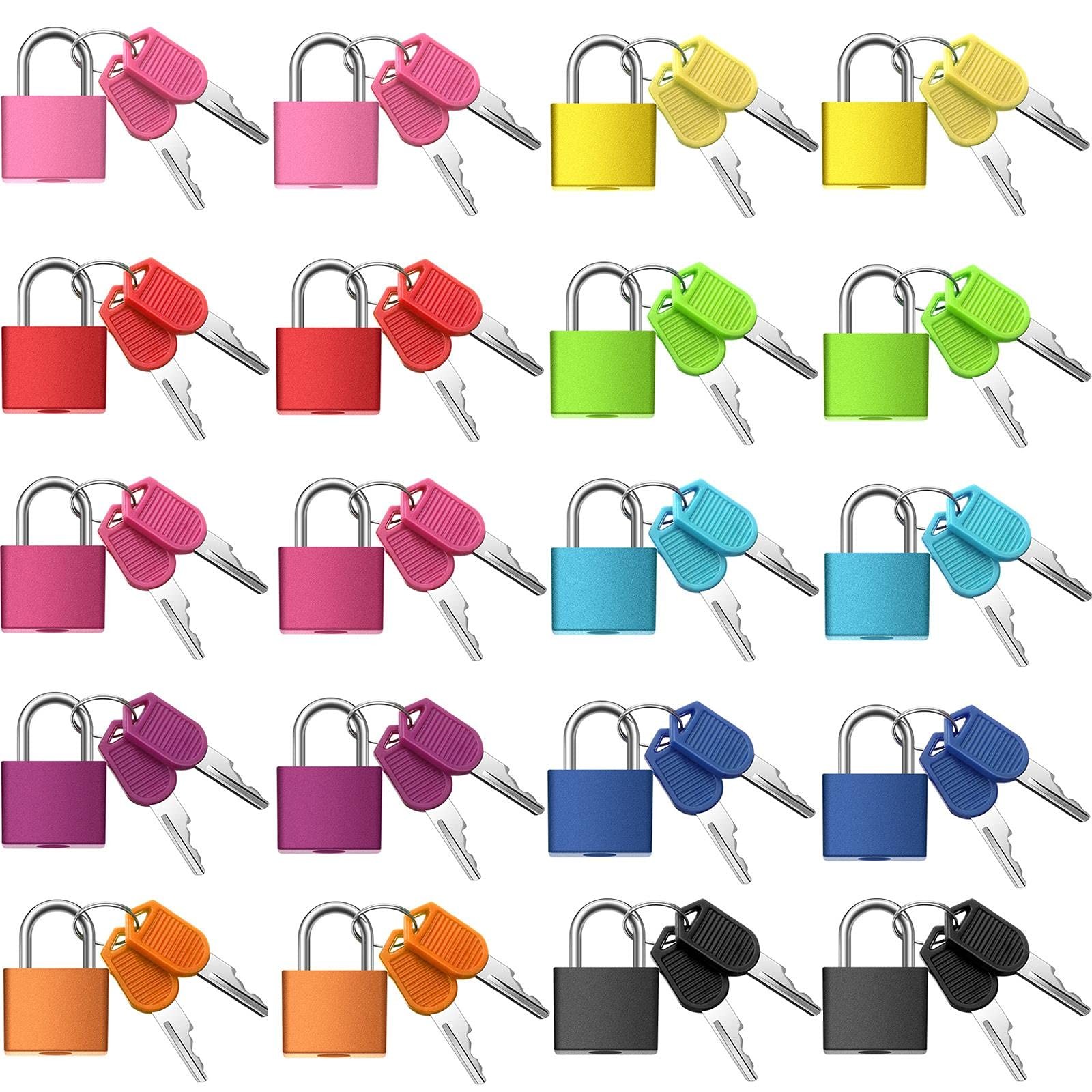 20 Pieces Mini Padlock Suitcase Locks 1.25”with Keys Multicolor Colorful