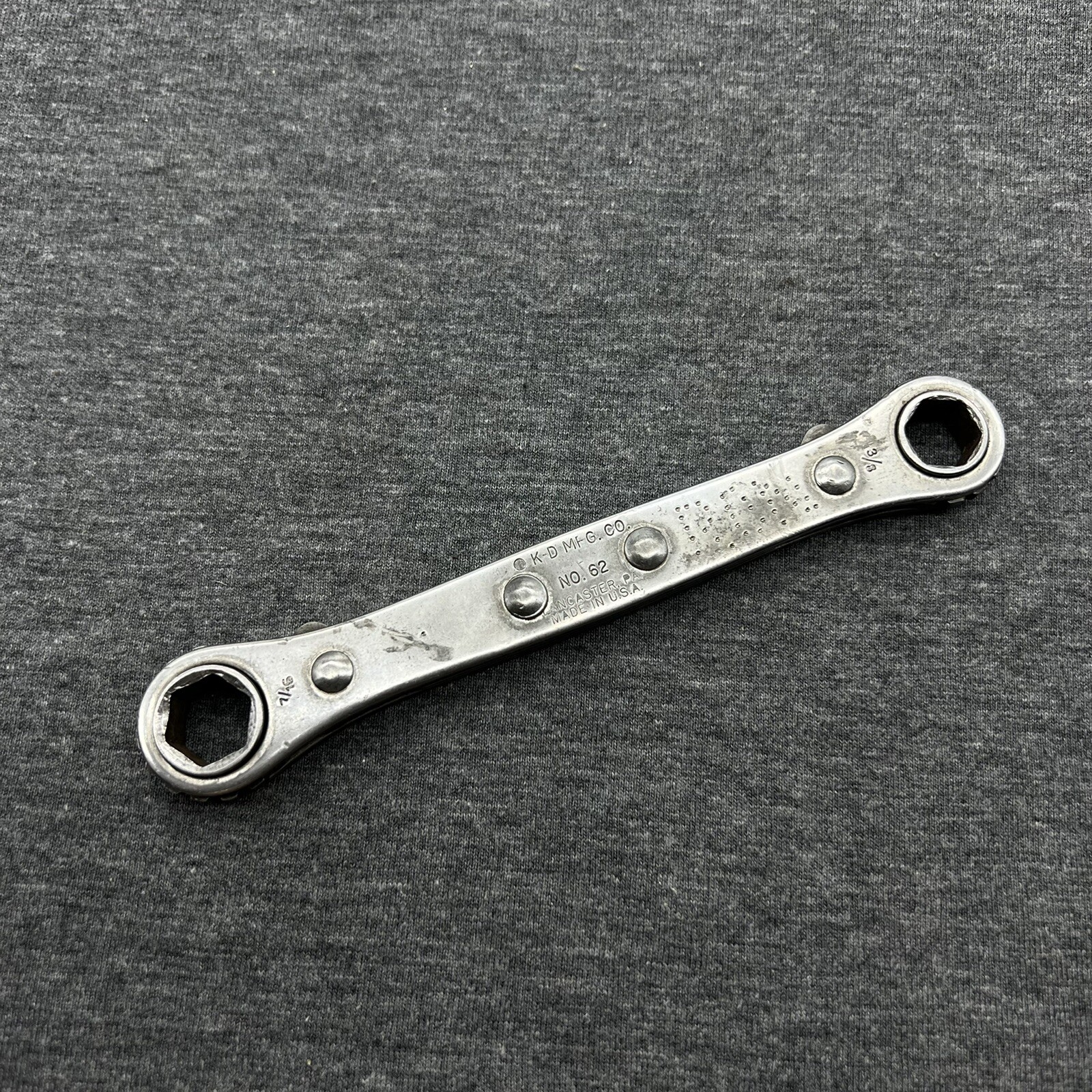 Vintage K-D 3/8″ x 7/16″ Ratcheting Box Wrench 6 Point No.62 USA