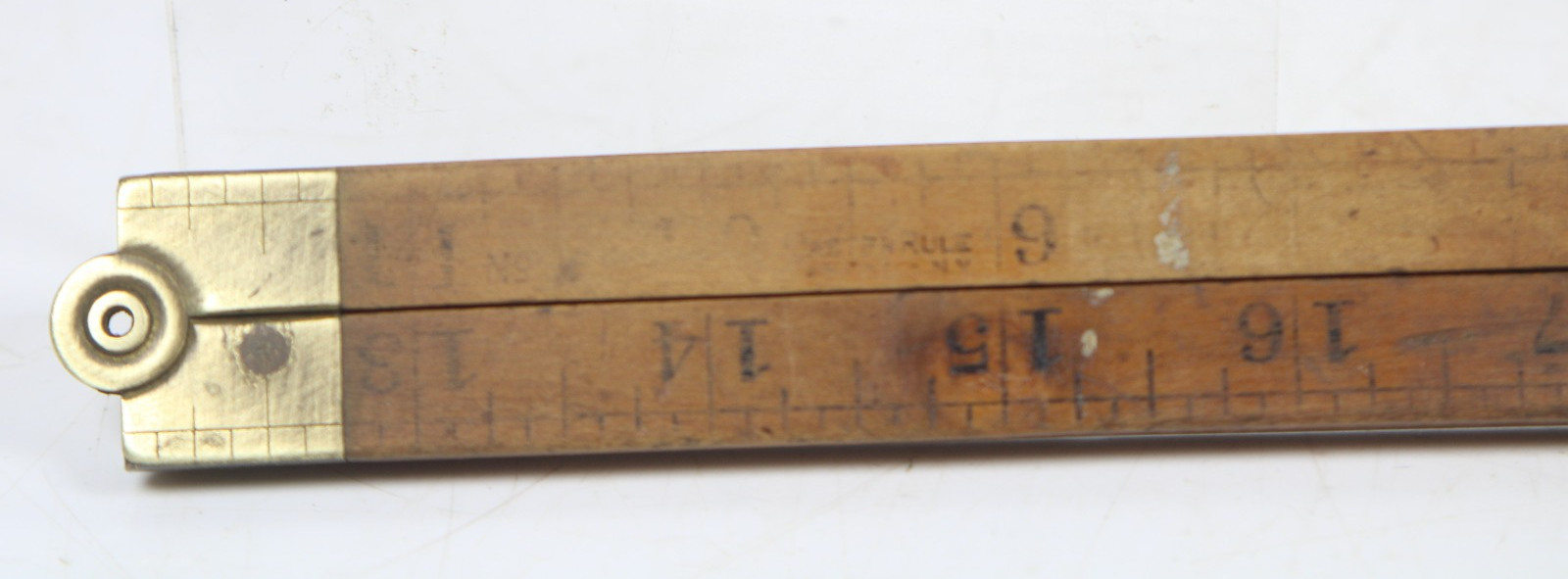 ANTIQUE Vintage 24″ Stanley Rule & Level Co Folding Boxwood Brass Rule #TC14
