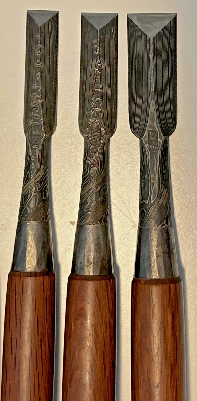 Tasai Japanese Shinogi Nomi Dovetail Bench Chisel 7 piece Damascus set