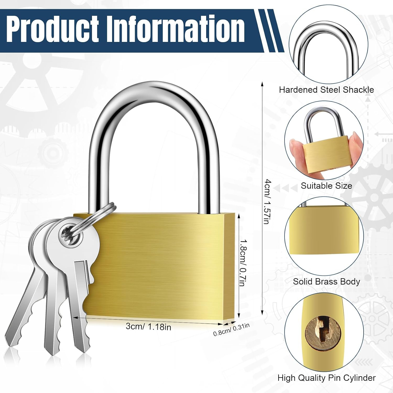 Keyed Alike Solid Brass Padlocks – 54 Pcs Yellow Gym Locks for Luggage & Toolbox