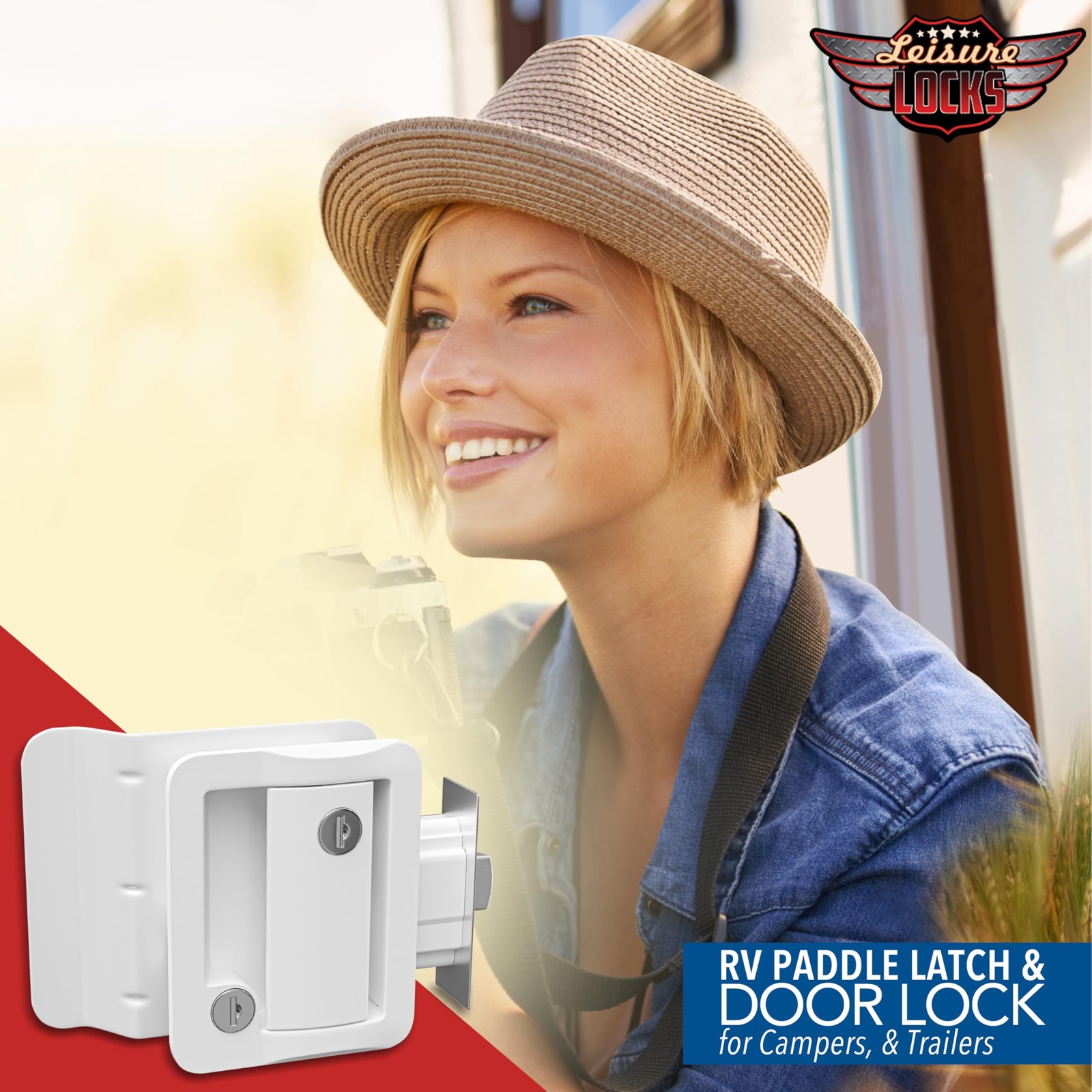 RV Door Lock with Paddle Deadbolt, Camper Door Handle Latch, 100% Metal RV En…