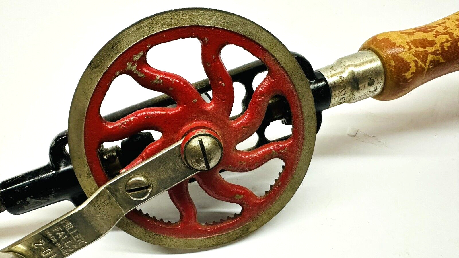 Vintage Miller Falls #2-01 Egg Beater Hand Crank Wood Worker Drill
