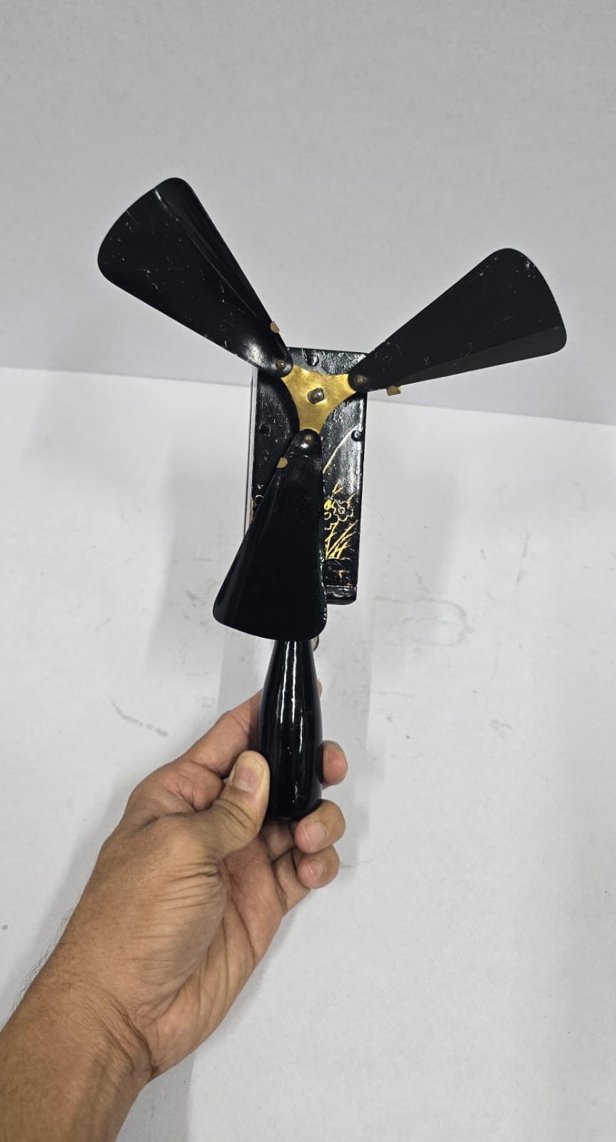 Antique Victorian Clockwork Spring Fan Hand Crank Mechanical Rare Collectible