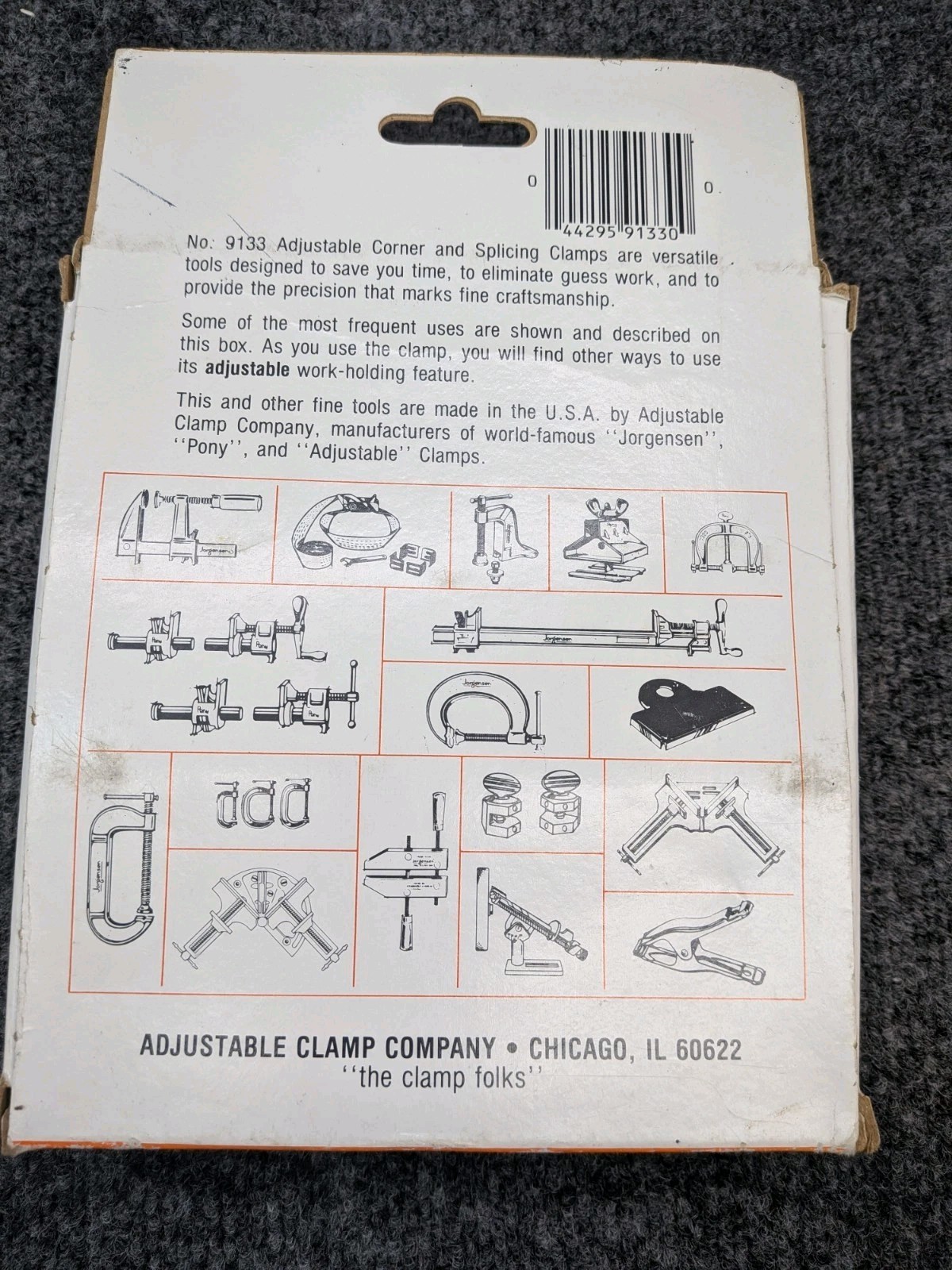Adjustable Clamp Co No. 9133 Corner & Splicing Clamp 3” USA Made w/ Box