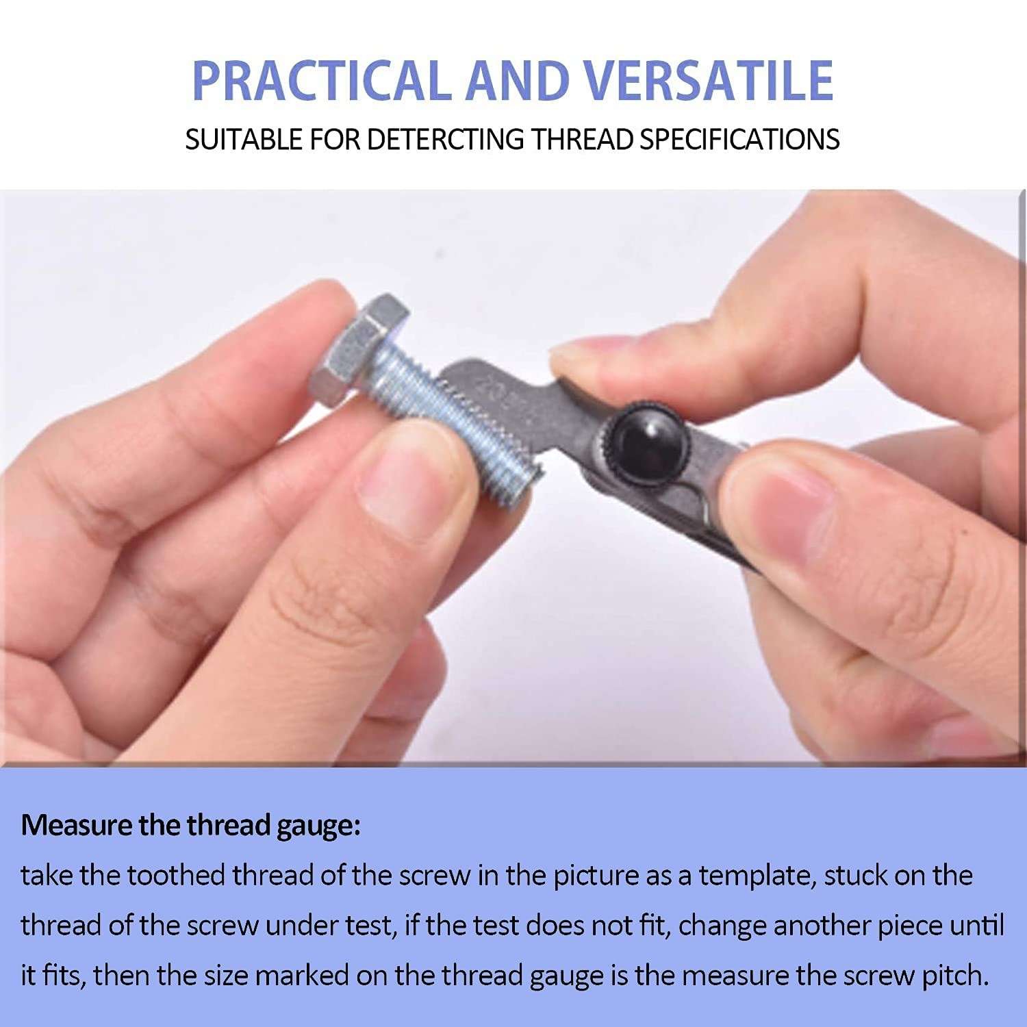 5 Pcs Thread Pitch Gauges Measure Tool Set,Stainless Steel Thread G… Fast Ship