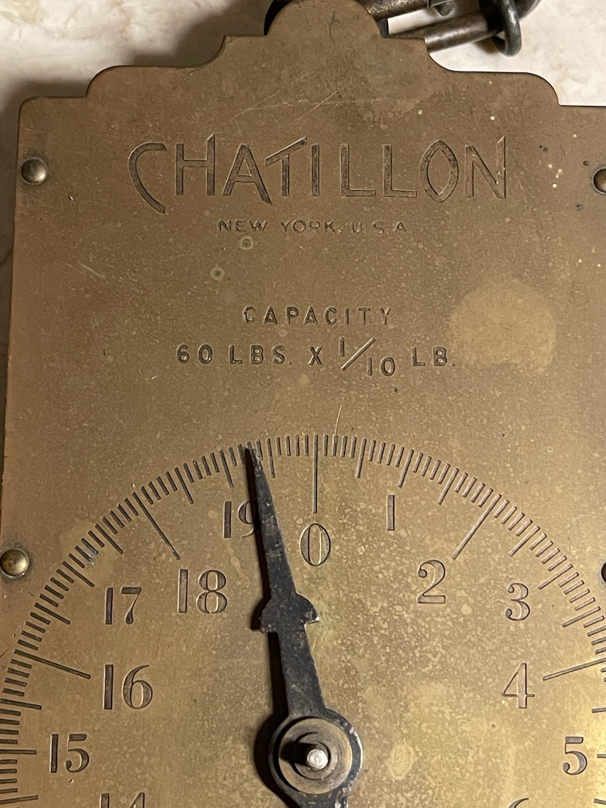 Brass Chatillon’s Improved Circular Spring Balance 60 Lb Milk Scale Vintage