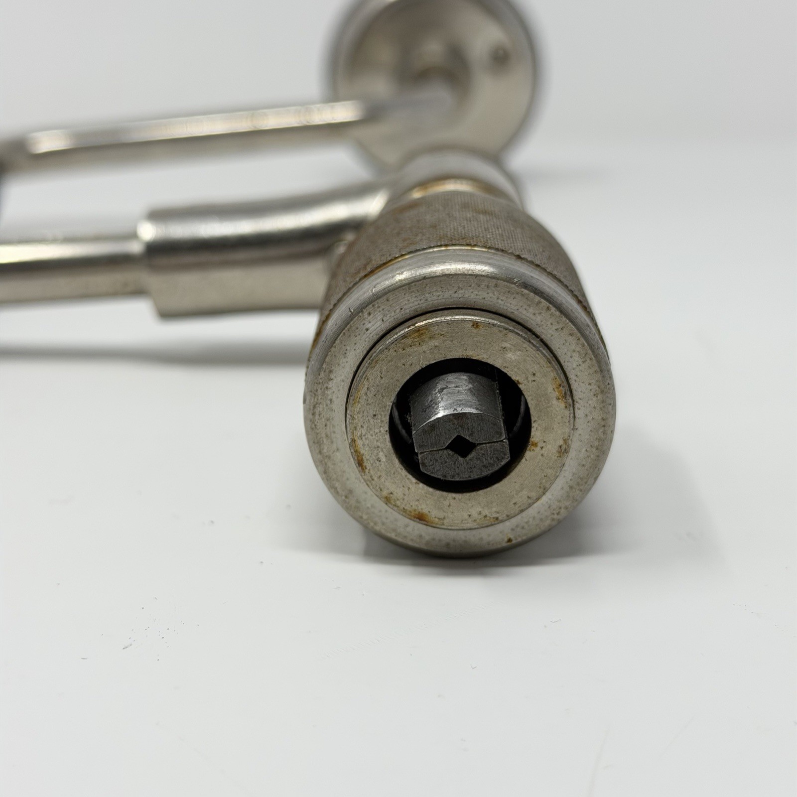 10″ STANLEY No. 2101A-10 IN BELL SYSTEM B RATCHET BRACE-ANTIQUE HAND TOOL-DRILL