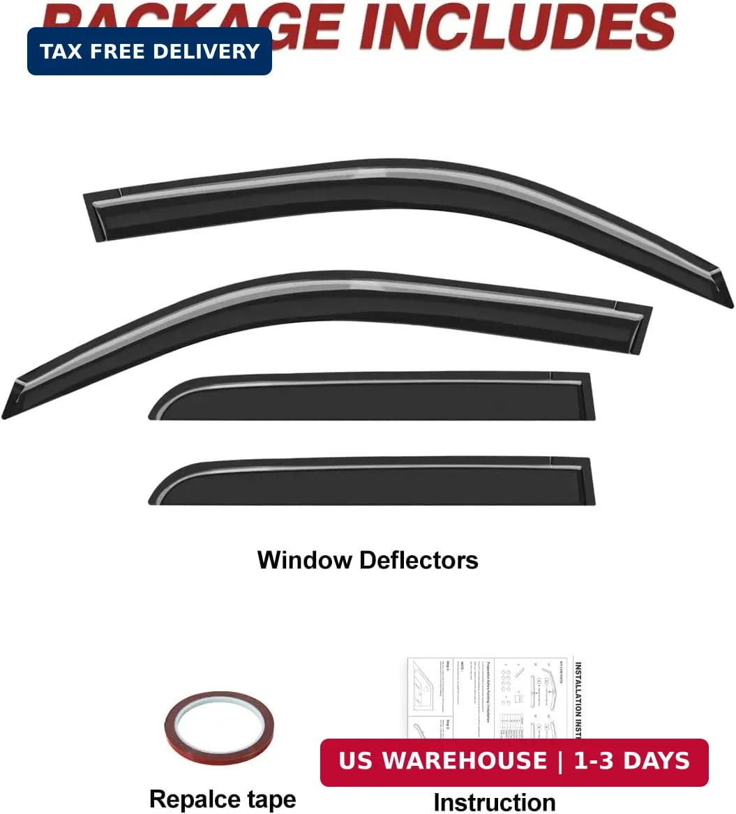 Outside-Mount Window Rain Guards Fit for Toyota 4Runner 2003 2004 2005 2006 2007
