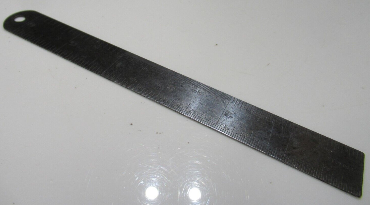 Superb Vintage Chesterman No 403D 6″ Steel Rule Imperial Graduations Both Sides