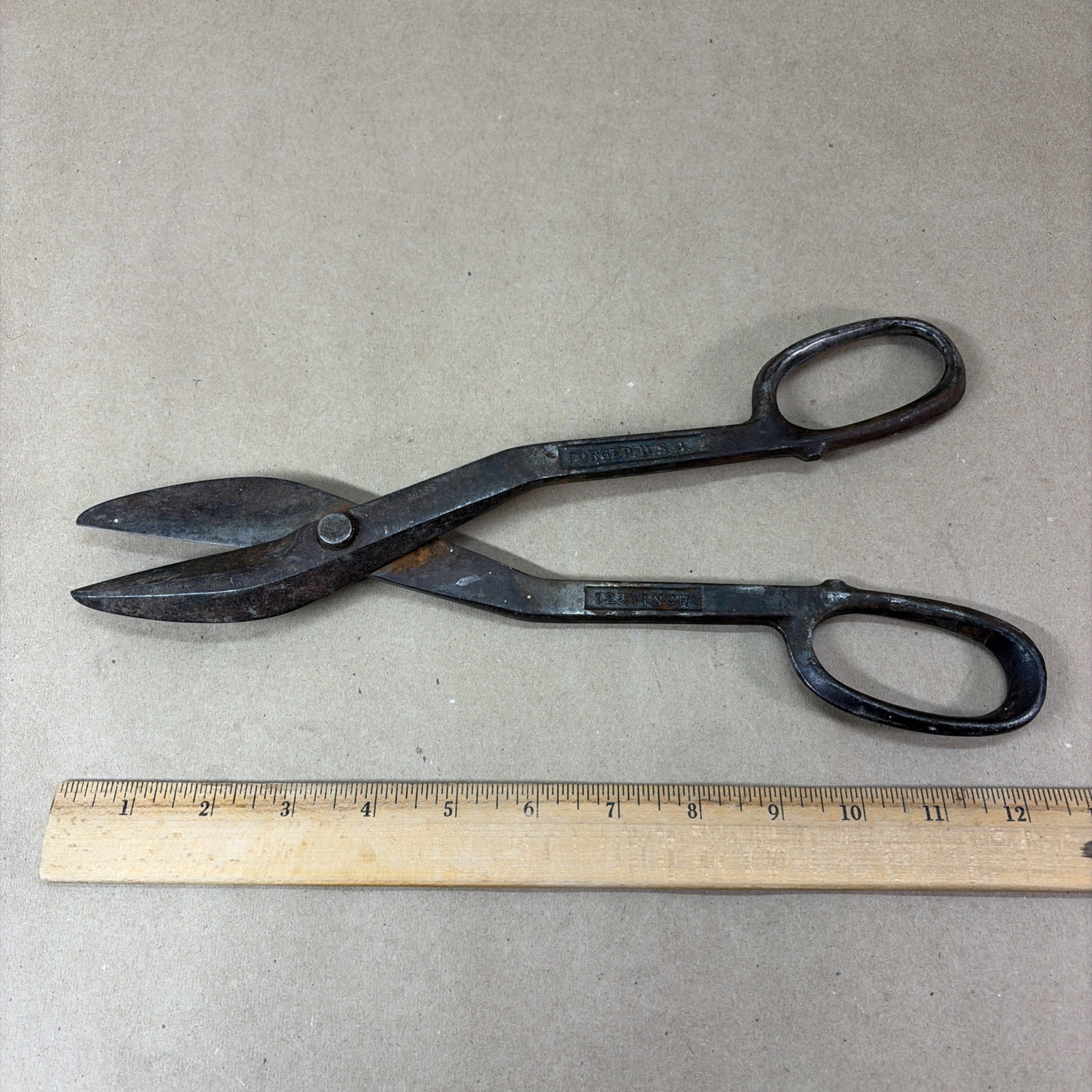 Blue Grass Tin Snips Shears BG-709 Vintage U.S.A. Forged 12 3/4″ Metal Cutters