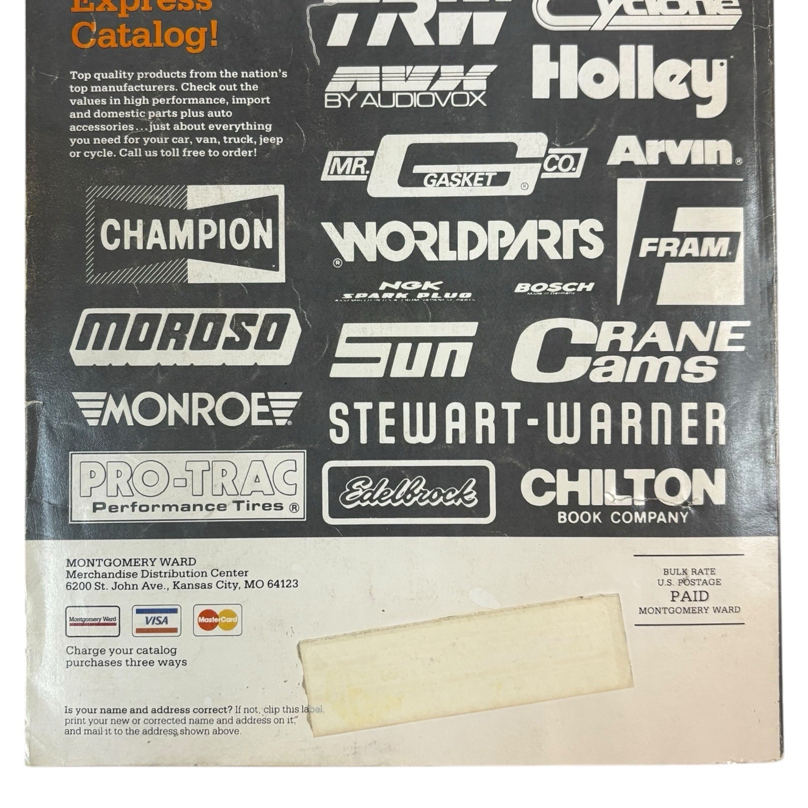 VTG 1984 Montgomery Ward Auto Express Catalog Softcover Magazine Car Mechanic