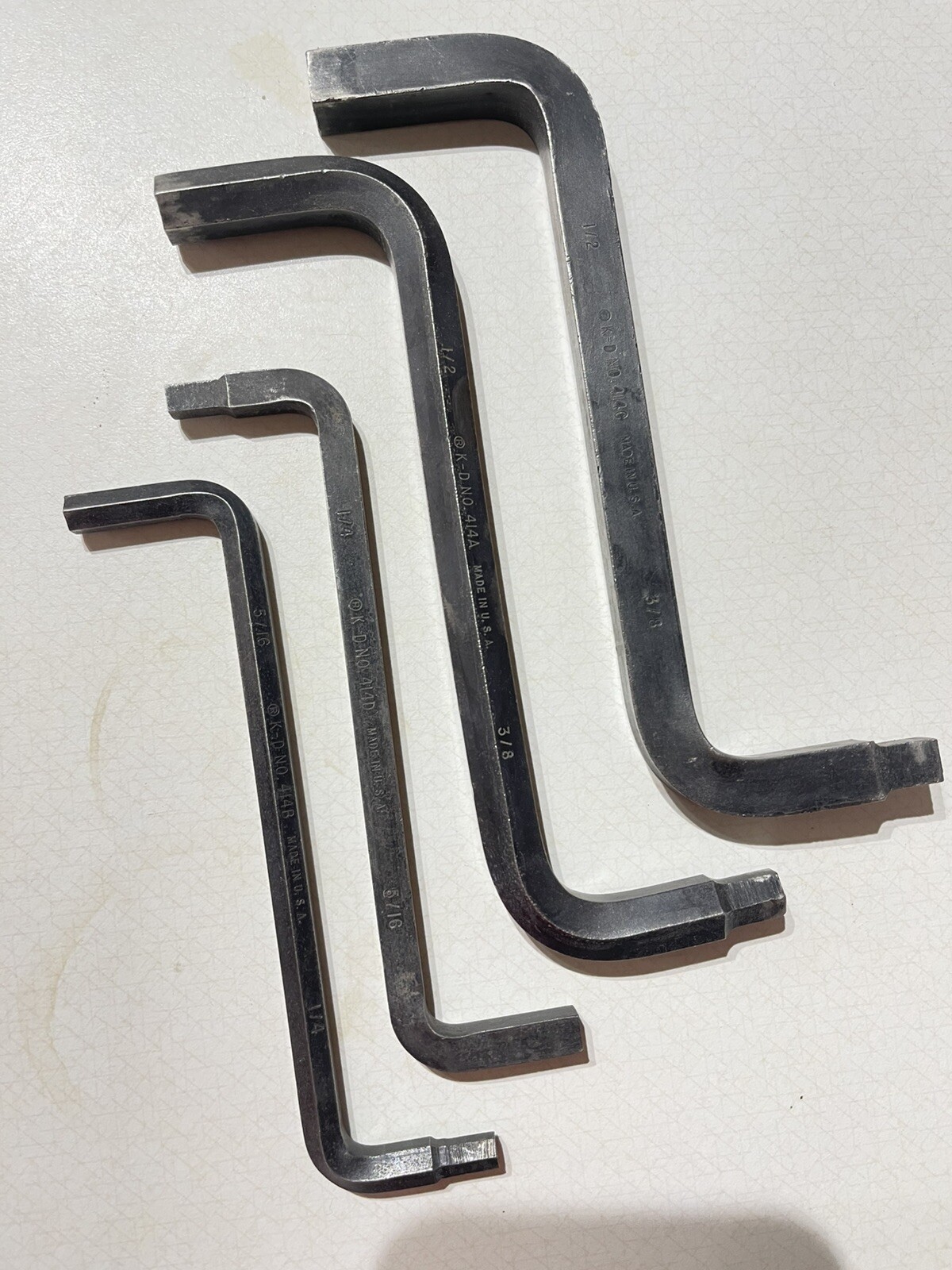 VTG. K-D VERY RARE HEX CRANK WRENCH SET OF 4 414A,B, C, D, 1/2 3/8 Dr.