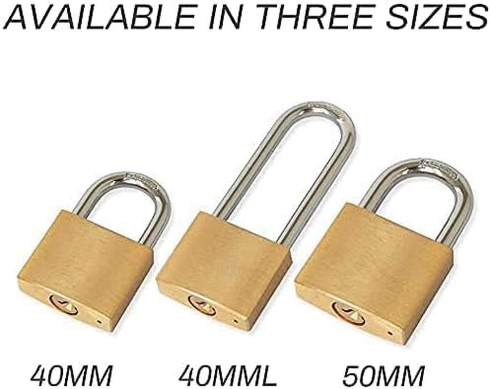 Solid Brass Lock and Key,Pad Lock with 1-9/16 In. (40 Mm) Wide Body, 2-1/2 In. L